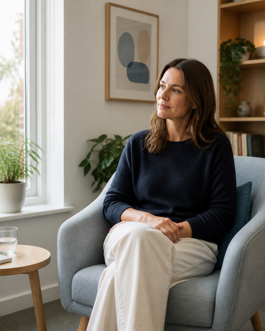 A calm moment in a welcoming consultation space