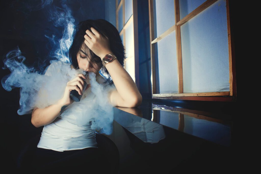 Person vaping as part of an everyday routine